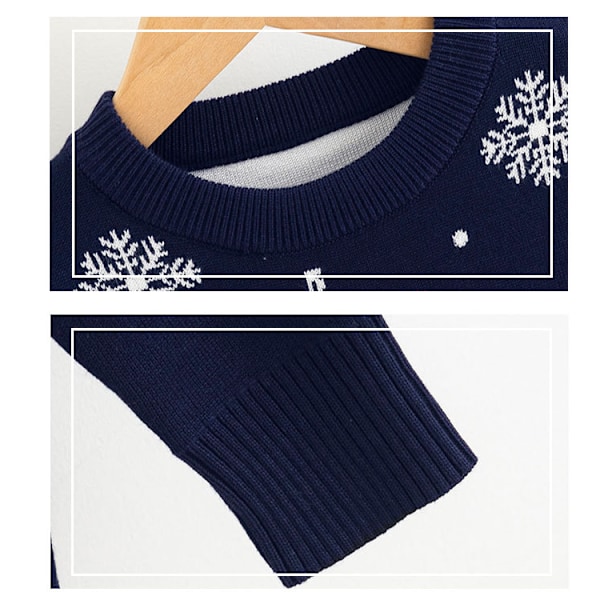 Kids Christmas Crew Neck Stickad Söt Pullover Blue 110