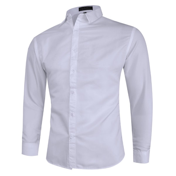 Mænds Regular-Fit Langærmet Oxford Skjorte White M