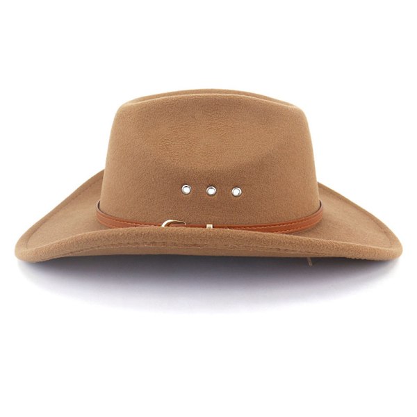 Cowboyhat til Kvinder og Mænd - Filthat med Bred Skygge - Klassisk Udendørs Fedorahat Khaki