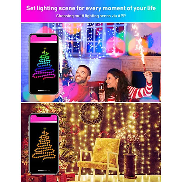 Bluetooth Ljussträng Mobiltelefon App Koppartråd Ljussträng Remote RGB Bluetooth 15M