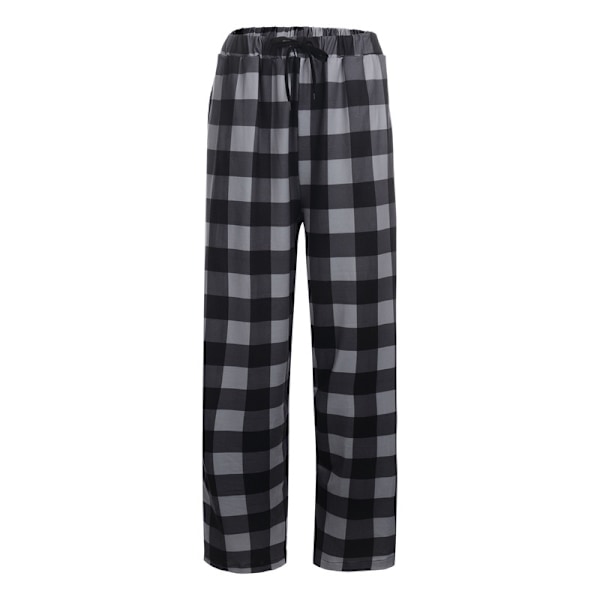 Mænds Plaid Pyjamasbukser, Bløde Lounge Pyjamasbukser med Lommer Grey S