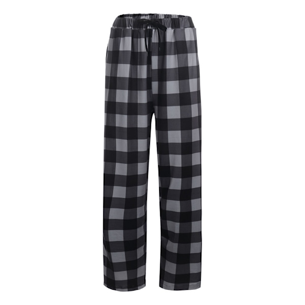 Männs Plaid Pyjamasbyxor, Mjuka Loungebyxor med Fickor Grey M