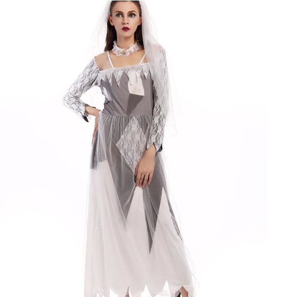 Spöksbrud Kostym Halloween Kvinna Vuxen Kostym Style1 XL