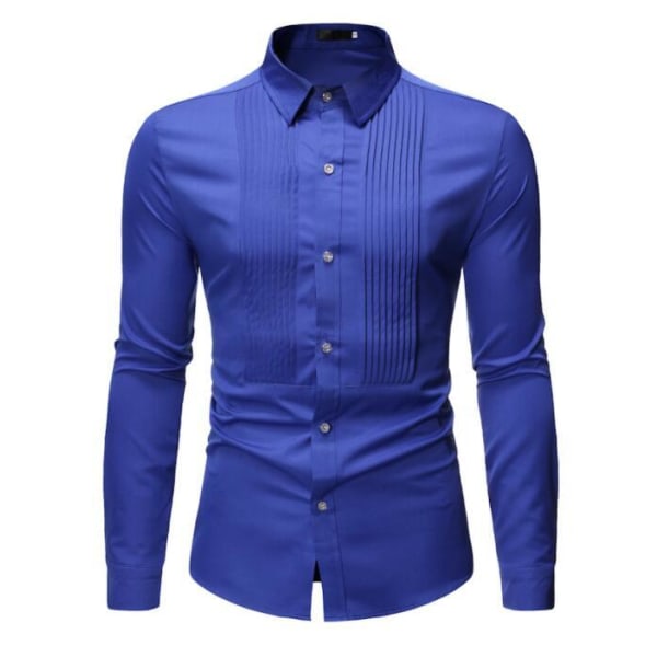 Formell långärmad herrskjorta för middagsaffärer blue L
