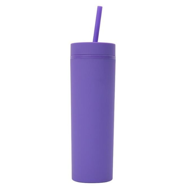16 oz matt glas med lock och sugrör purple