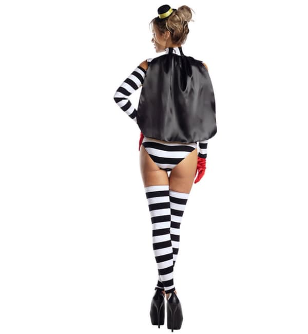 Halloween Evil Jester Clown Vuxna kostym black white S