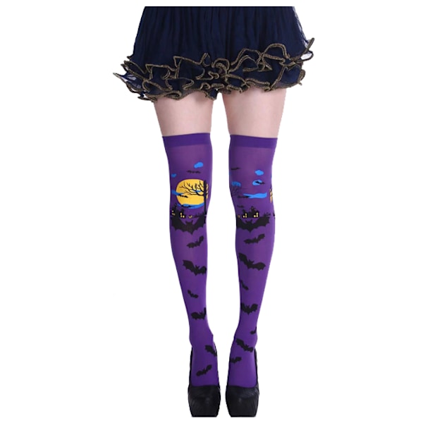 Lår Höga strumpor Extra lång strumpa Halloween purple