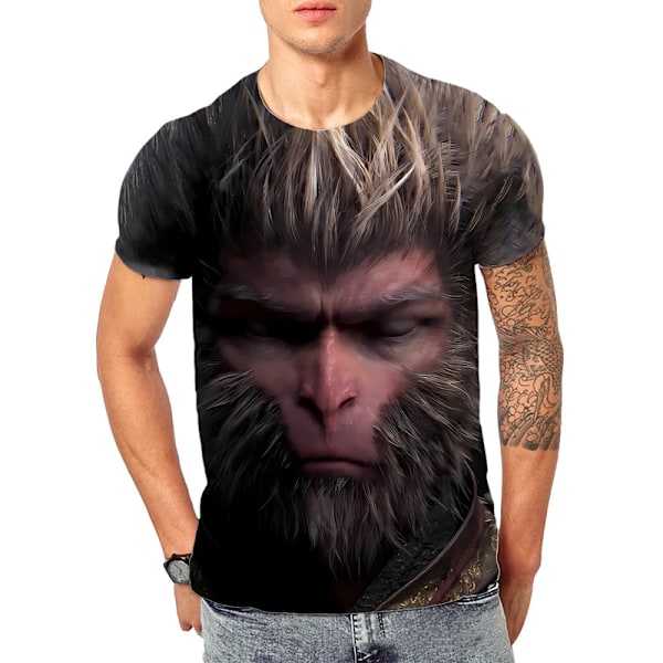 T-shirt til mænd og kvinder, kortærmet, 3D Monkey King, Wu-Kong Q1 M