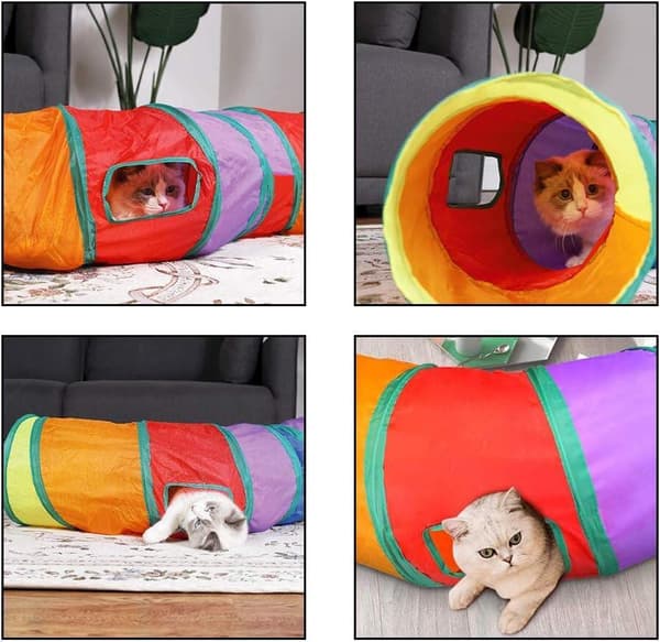 Kattetunnel, Katte-rør for innendørs katter, sammenleggbar Rainbow S shape