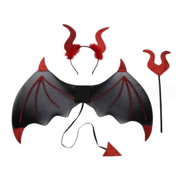 Halloween Djävulvingar 3-delars Set För Cosplay Red
