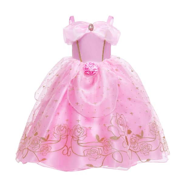 Princess Dress Up Girls Cosplay Kostymer Party Barn Off Shoulder Pink 130cm