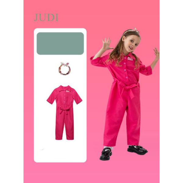 Flickans rosa Jumpsuit med fäst huvudstycke M