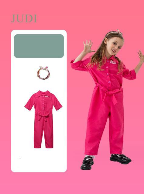 Rosa Jumpsuit med tilhørende hodeplagg for jenter M