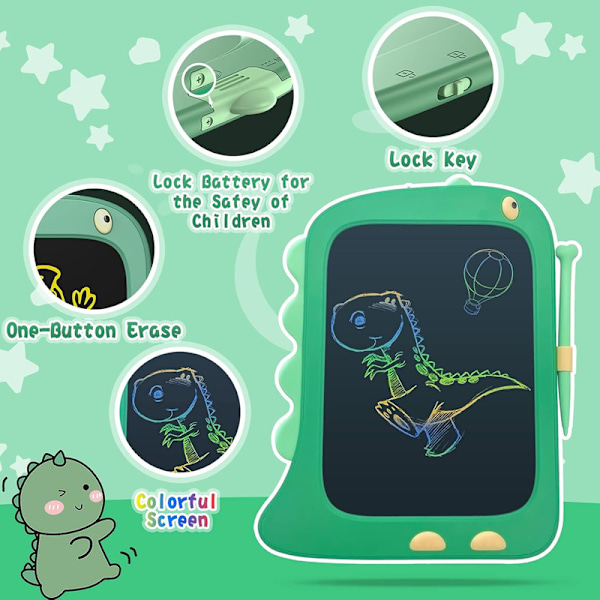 8,5-tums doodle-tavla ritplatta, dinosaurie leksakspresent till barn Green