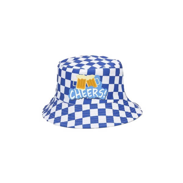 Oktoberfest-festlig Blå och Vit Rutig Fiskehatt 1 Blue White