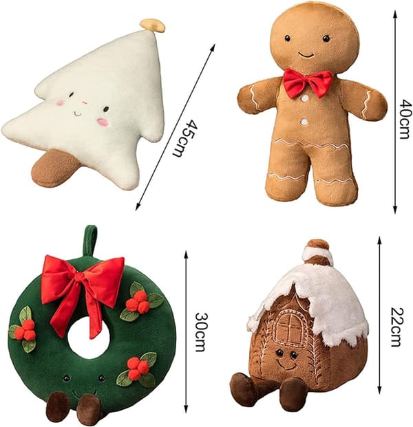 15.7'' Julemandsplysdyr i Gingerbread-form Christmas Tree-45cm