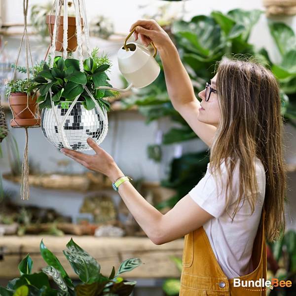 Speglad boll hängande blomkruka Korg Red 10cm