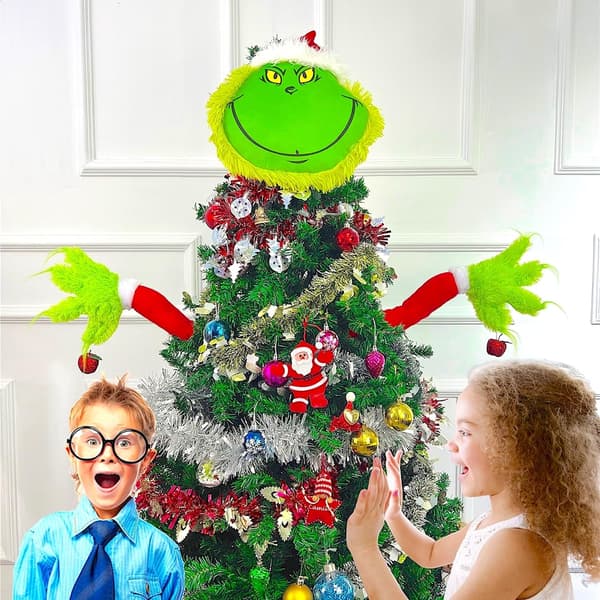 Fluffig grön Grinch julgransdekoration Head