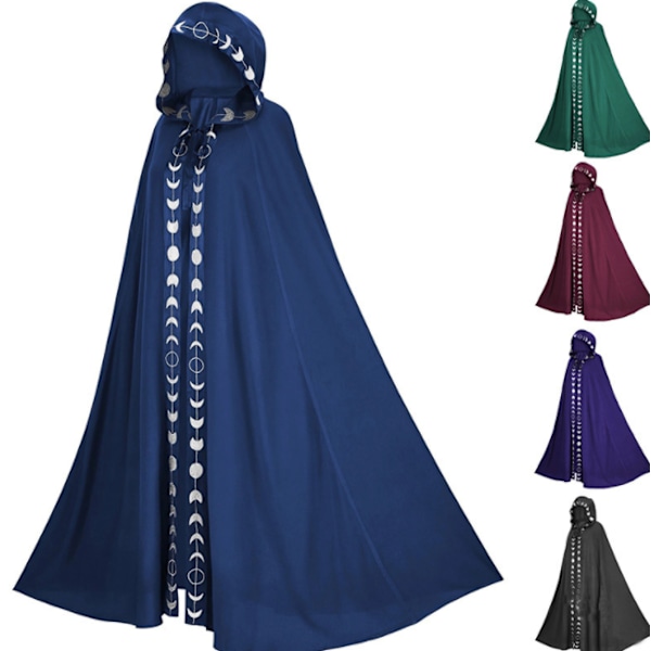 Medeltida renässans Long Cape Coat rituell mantel blue 110-120cm