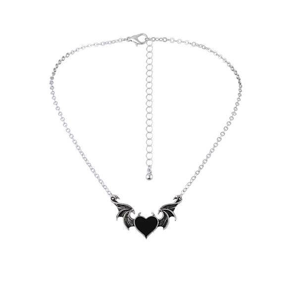 Gothic Heart Wing halsband Black