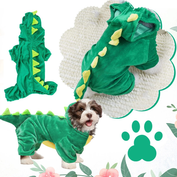 Halloween Dinosaur Hoodie Kostume til Hunde Green XXL