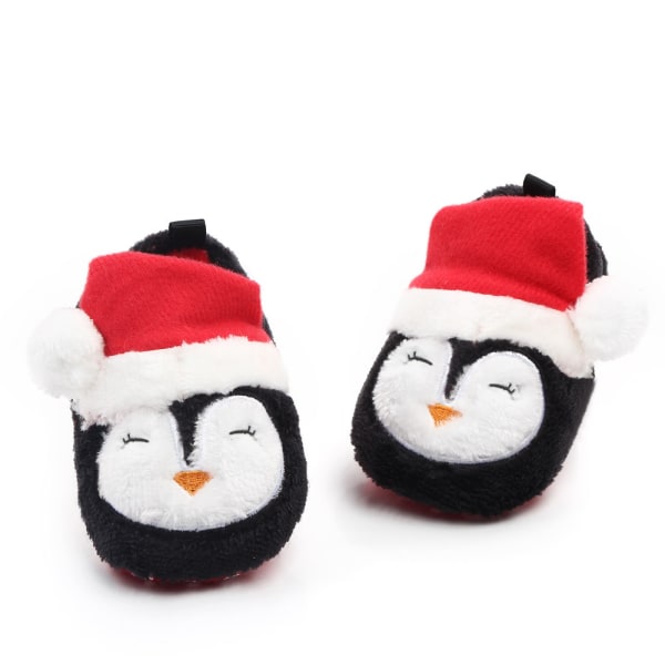 Vauvan tossut Pehmeät fleece-tossut vauvan kengät tarttuvalla pohjalla Christmas Penguin 12cm