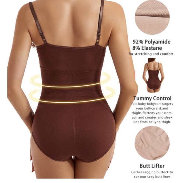 Shapewear Tummy Tuck Pants i ett stycke Korsett Body Corset brown 3xl