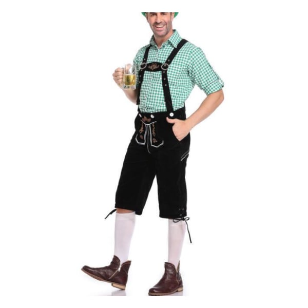 Oktoberfest- set för män med grå hatt Green-black M