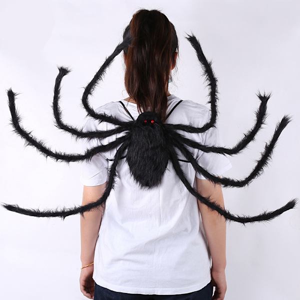 Halloween-ryggsekkdekorasjoner med gigantisk edderkopp Black L