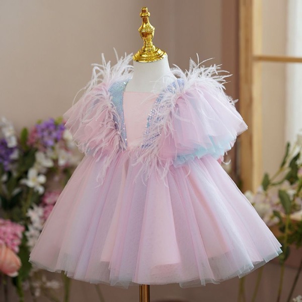 Ruffles Baby för flickor Barn Paljetter Elegant prinsessklänning 120