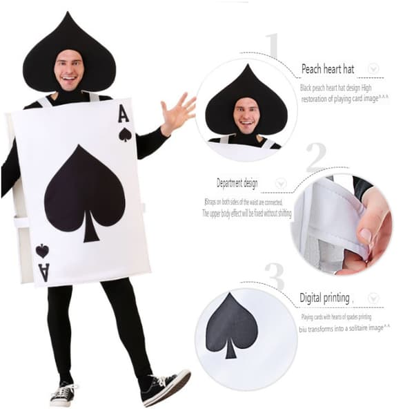 Ess av Spader Kort Kostym Halloween Cosplay, 2 delar