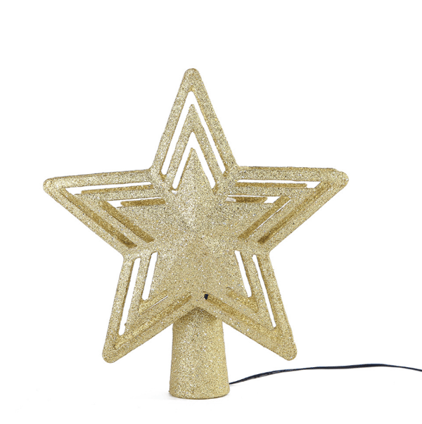 Christmas Tree Topper, Christmas Lights Tree Top gold