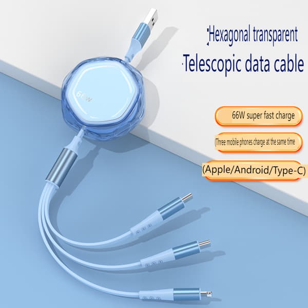 3-i-1 Multikontakt Laddningskabel Blue