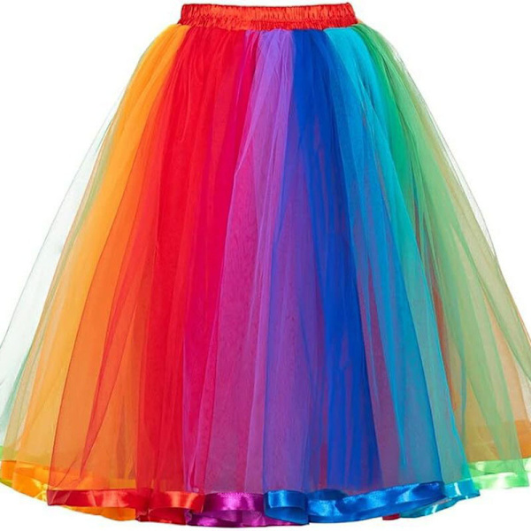Naisten sateenkaari tyllihame kerroksittainen tyllihame rainbow color