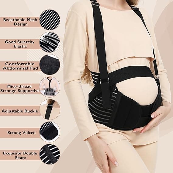 Magebelte for gravide, svangerskapsstøtte Black XL