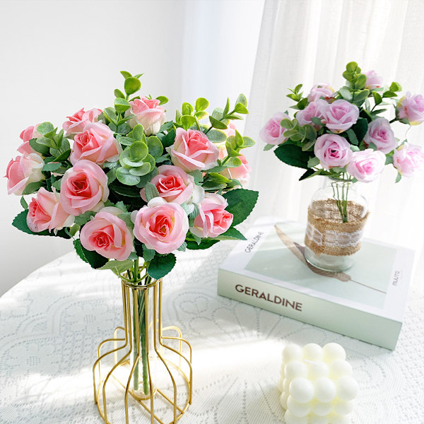 Simulering Rose 5 Branch Artificiell Rose Flower Red