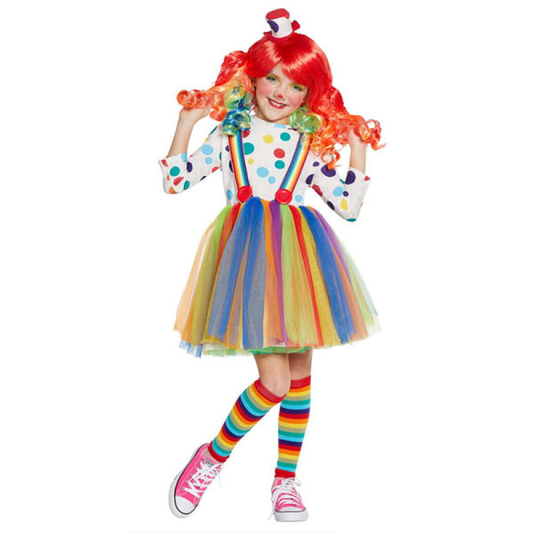 Flickor Halloween Jester Clown Kostym M