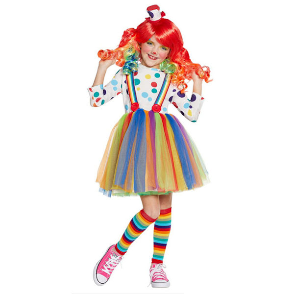 Jester-klovnekostyme for jenter til Halloween M