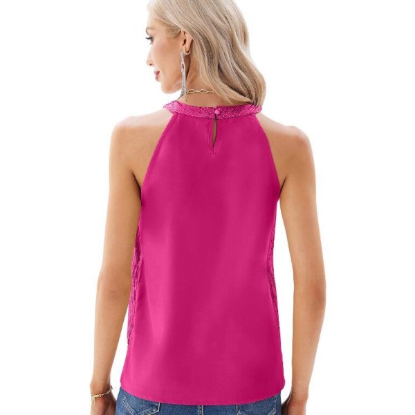 Kvinners Sequin Camisole Festløs Skjorte Rose XL