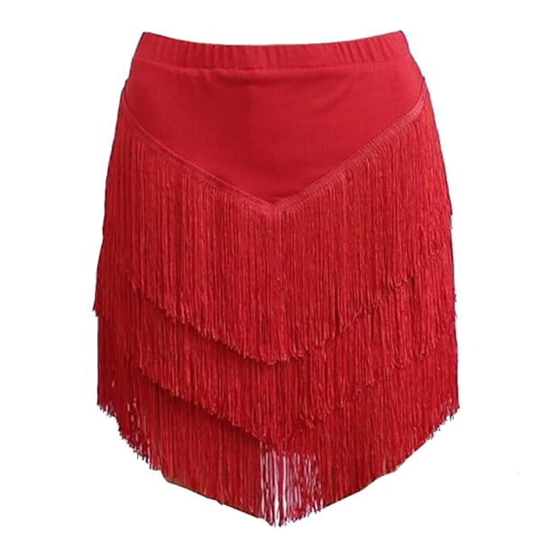 Naisten Tassel Latin Tanssihame, Salsa Tango Rumba Tanssiasu Red 2XL