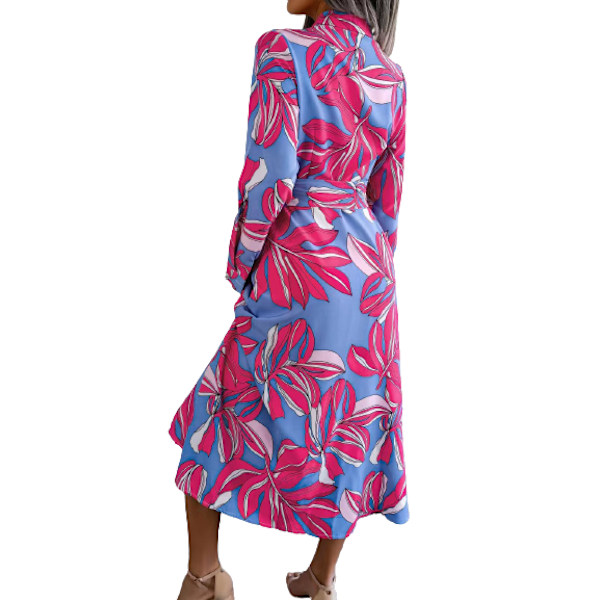 Elegant Damekjole med Langærmer, Lapel og A-linje Purple M