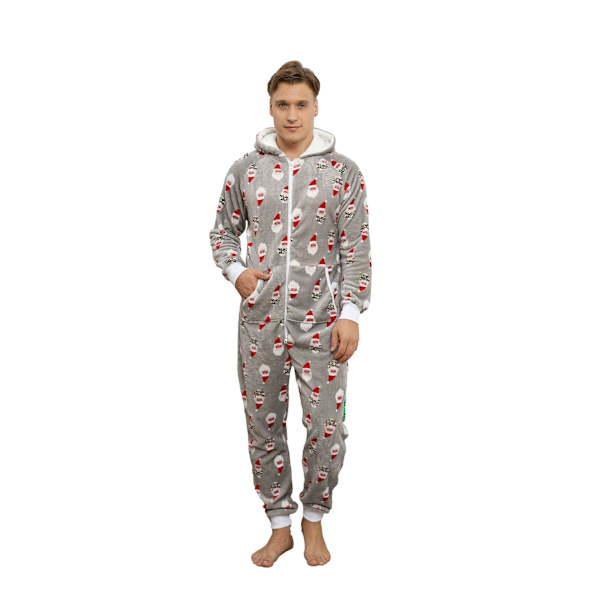 Miesten Joulu Onesie Flanelli Pyjamat Gray M