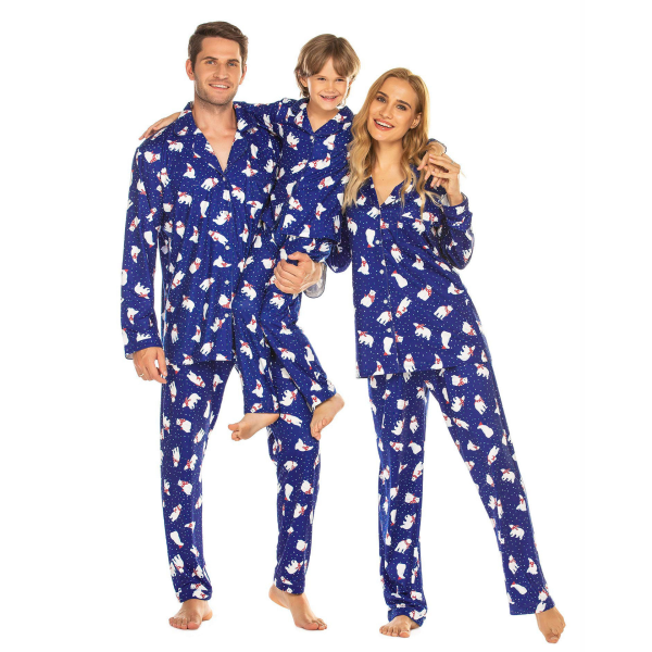 Familjepysjamas för jul - Julpyjamas Matchande Set Blue-Child 2Y