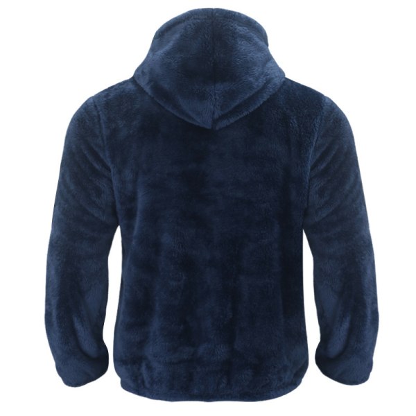 Herrar Vinter Sherpa Fodrad Huvtröja Zip Up Sweatshirt Jacka Navy S