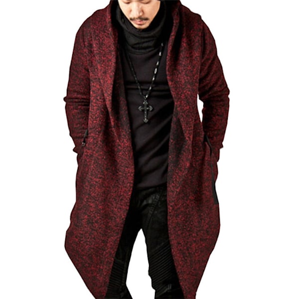 Höst Vinter Herr Långärmad Kläder Sweatshirt Hoodie Wine Red XL