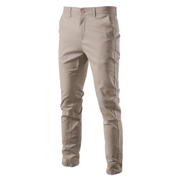 Klassisk passform solid byxa för män khaki 36