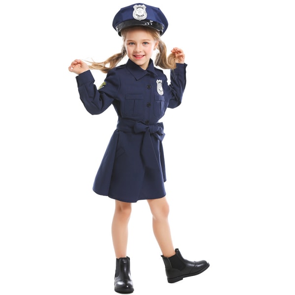 Polis Kvinna Flicka Polis Kostym Outfit Set för Utklädningsfest L