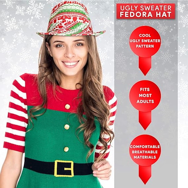 Ful Hat med Jultröja-Stil - Röd och Grön Julgrön Ful Festhatt Red