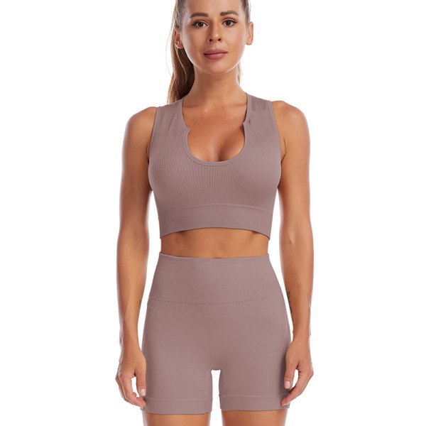 Yoga kvinnliga fitness sport underkläder set beige s