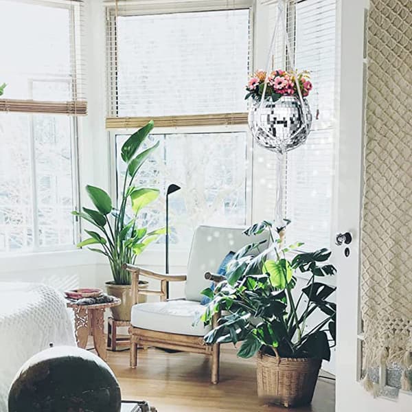 Speglad boll hängande blomkruka Korg Red 20cm